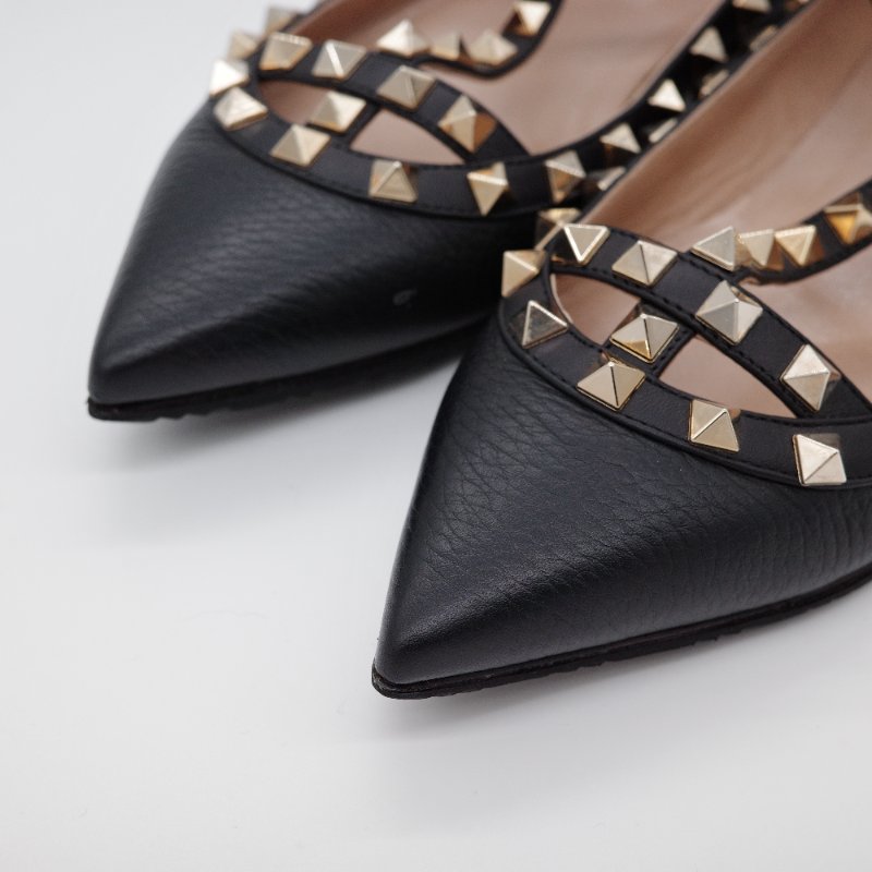 Valentino 華倫天奴 Rockstud 黑色 牛皮 鉚釘平底芭蕾舞鞋-6