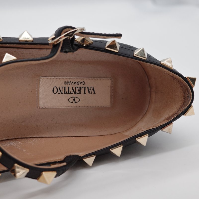 Valentino 華倫天奴 Rockstud 黑色 牛皮 鉚釘平底芭蕾舞鞋-8