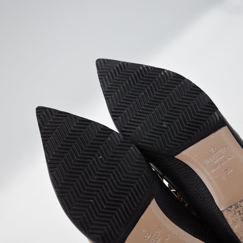 Valentino 華倫天奴 Rockstud 黑色 牛皮 鉚釘平底芭蕾舞鞋-11