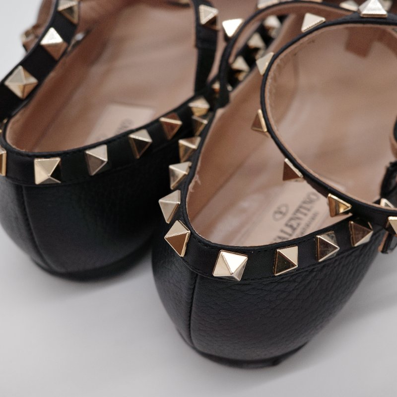 Valentino 華倫天奴 Rockstud 黑色 牛皮 鉚釘平底芭蕾舞鞋-13