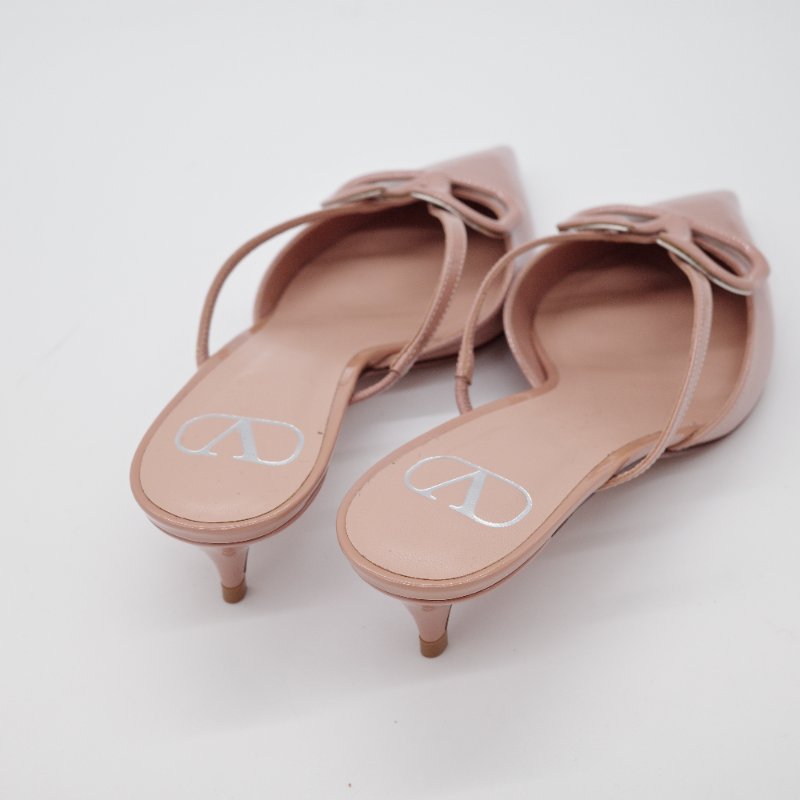 Valentino 華倫天奴 VLogo Signature 裸粉色漆皮 4 公分 穆勒鞋-3