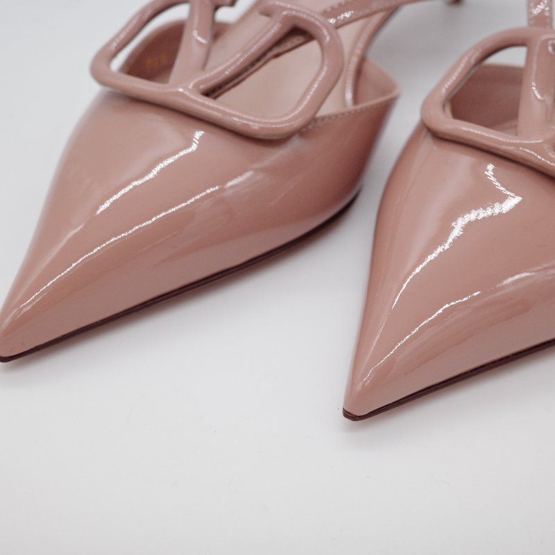 Valentino 華倫天奴 VLogo Signature 裸粉色漆皮 4 公分 穆勒鞋-6
