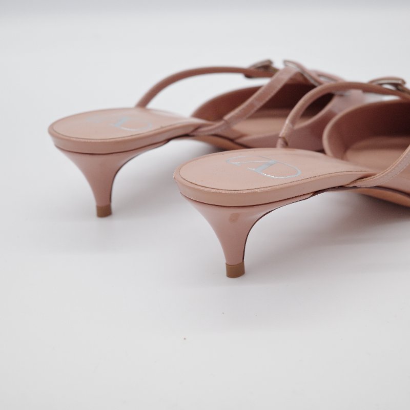Valentino 華倫天奴 VLogo Signature 裸粉色漆皮 4 公分 穆勒鞋-7