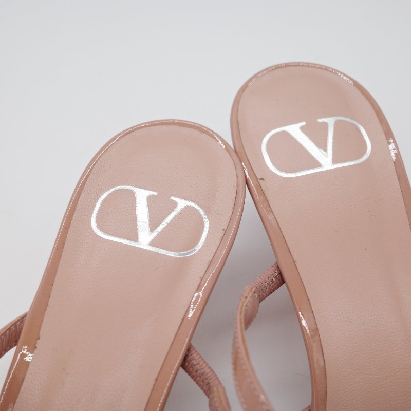 Valentino 華倫天奴 VLogo Signature 裸粉色漆皮 4 公分 穆勒鞋-10
