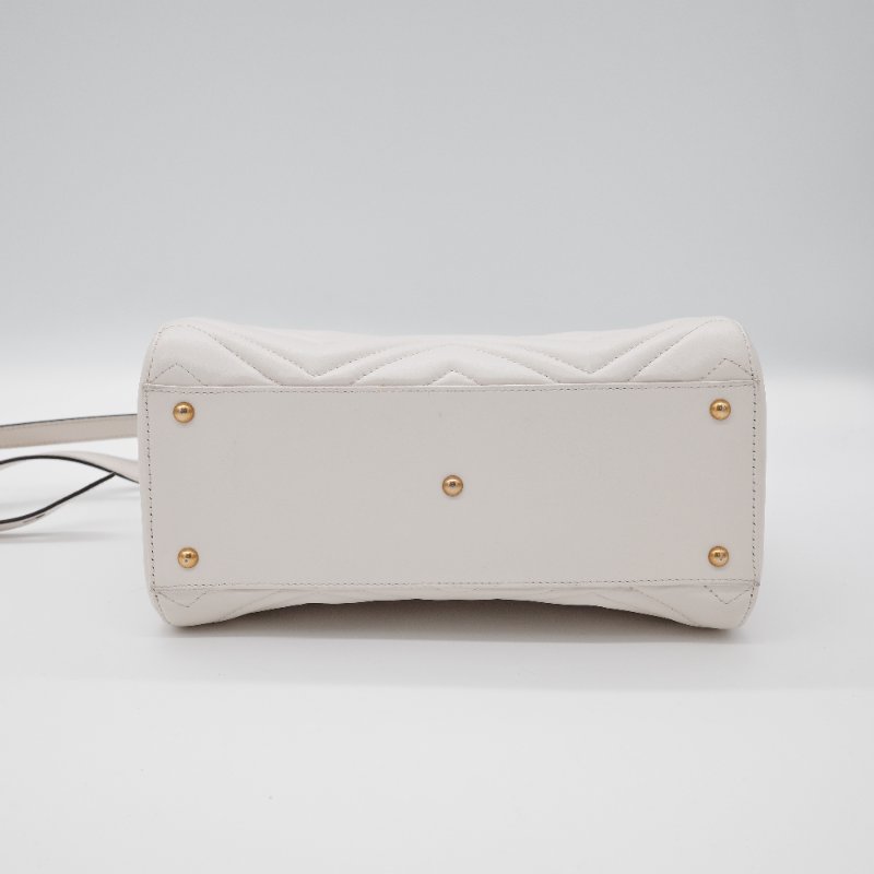 Gucci古馳GG Marmont 奶油白 小牛皮 手提包 馬蒙托特包-4