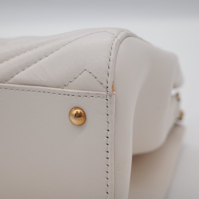 Gucci古馳GG Marmont 奶油白 小牛皮 手提包 馬蒙托特包-11