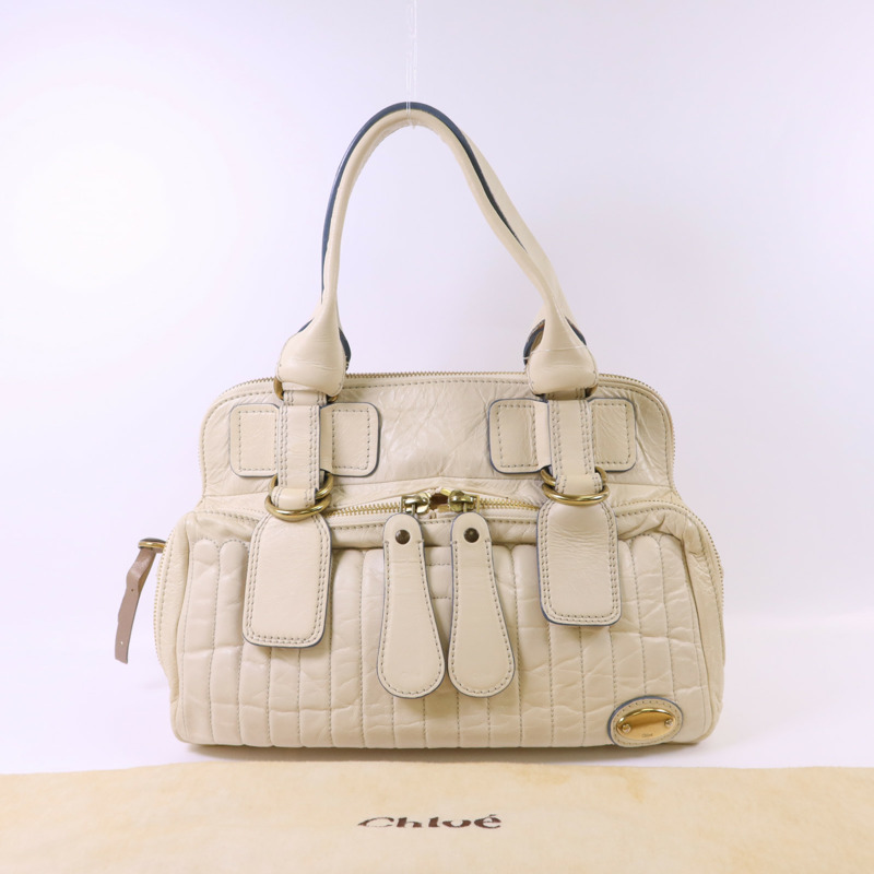 Chloe 牛皮皮革Handbag金扣手挽袋-22