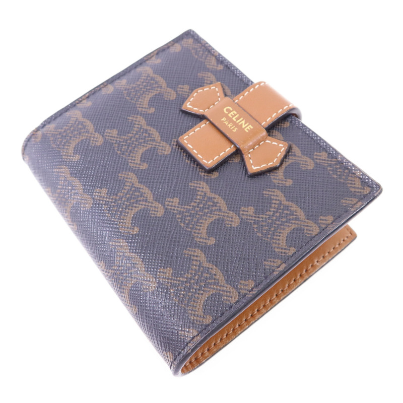CELINE 塗層帆布/牛皮皮革Wallet金扣錢包-3