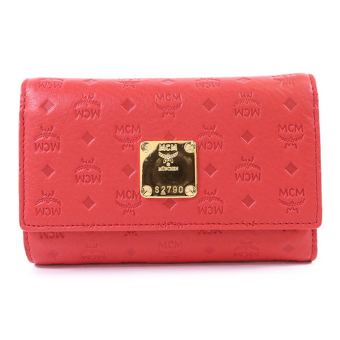 MCM 牛皮皮革Trifold Wallet金扣錢包