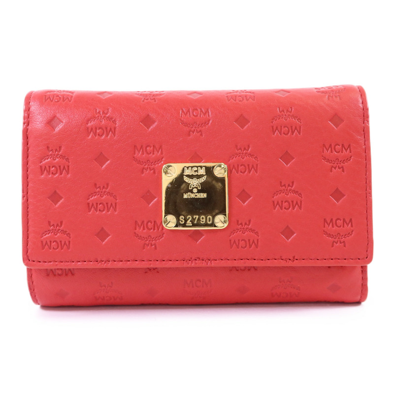 MCM 牛皮皮革Trifold Wallet金扣錢包-0