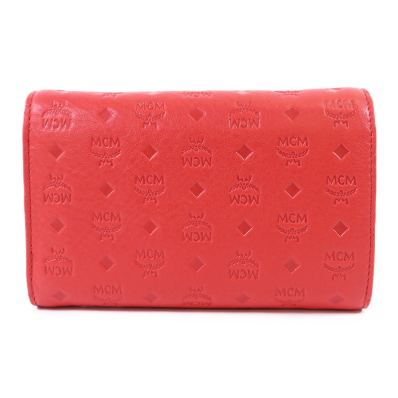 MCM 牛皮皮革Trifold Wallet金扣錢包-1