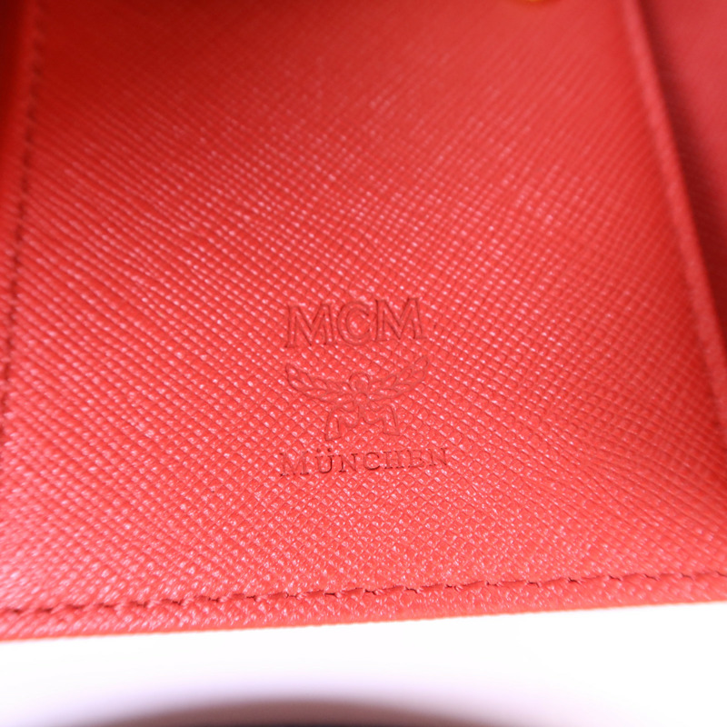 MCM 牛皮皮革Trifold Wallet金扣錢包-7