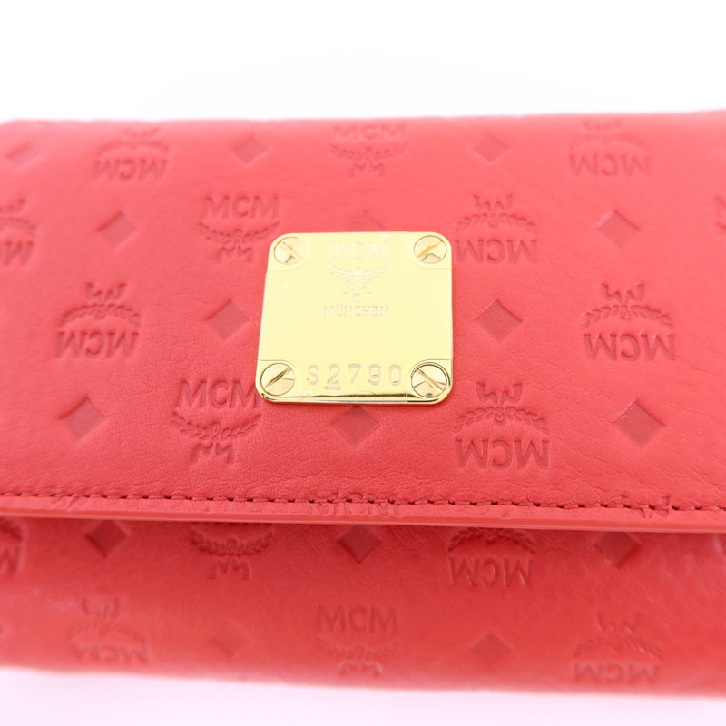 MCM 牛皮皮革Trifold Wallet金扣錢包-8