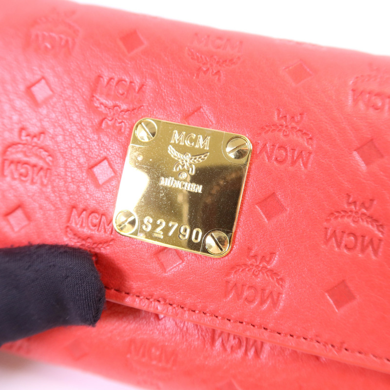 MCM 牛皮皮革Trifold Wallet金扣錢包-9