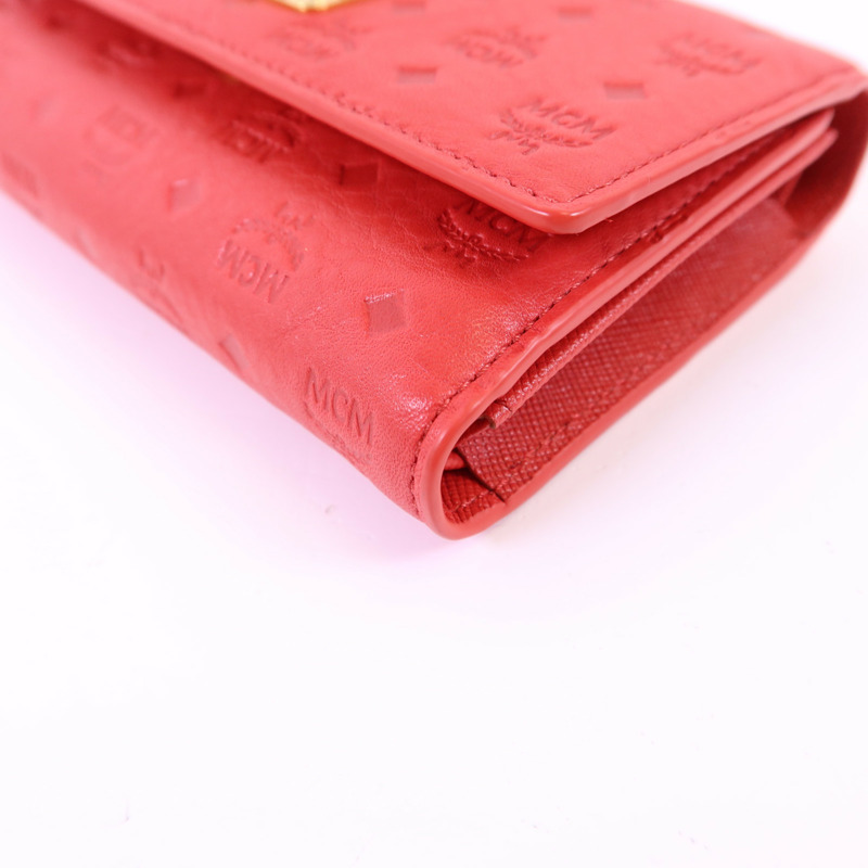 MCM 牛皮皮革Trifold Wallet金扣錢包-11