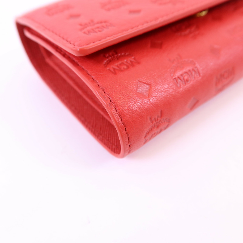 MCM 牛皮皮革Trifold Wallet金扣錢包-12