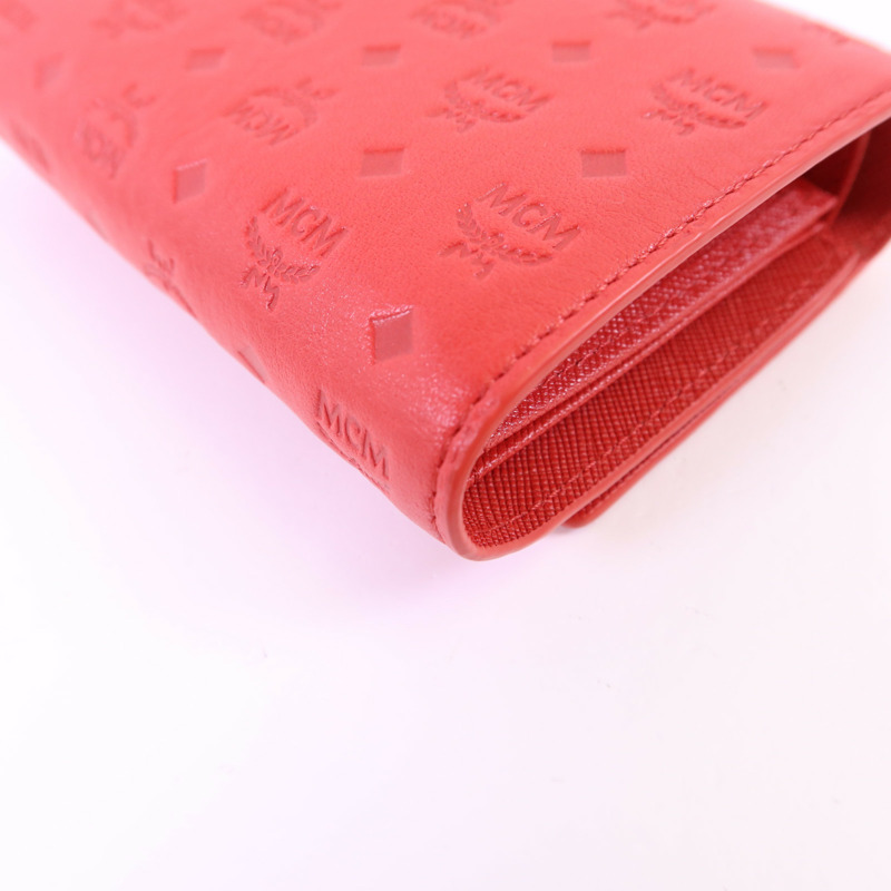MCM 牛皮皮革Trifold Wallet金扣錢包-13