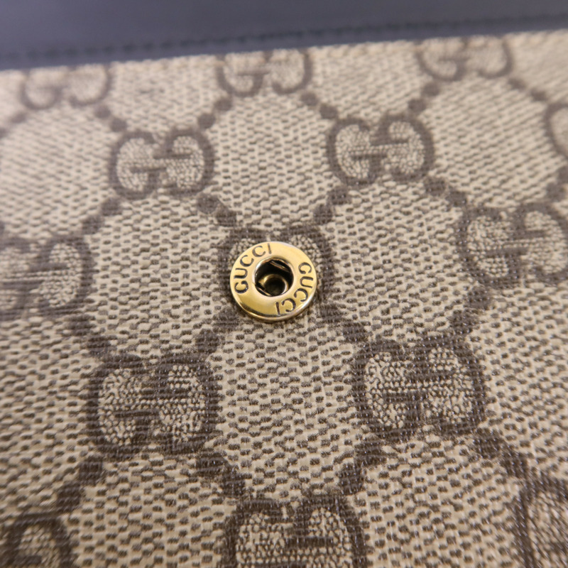 GUCCI 牛皮皮革/塗層帆布Long Wallet金扣長錢包-7