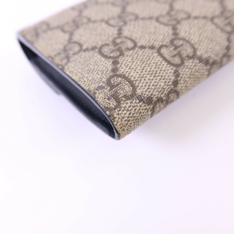 GUCCI 牛皮皮革/塗層帆布Long Wallet金扣長錢包-13