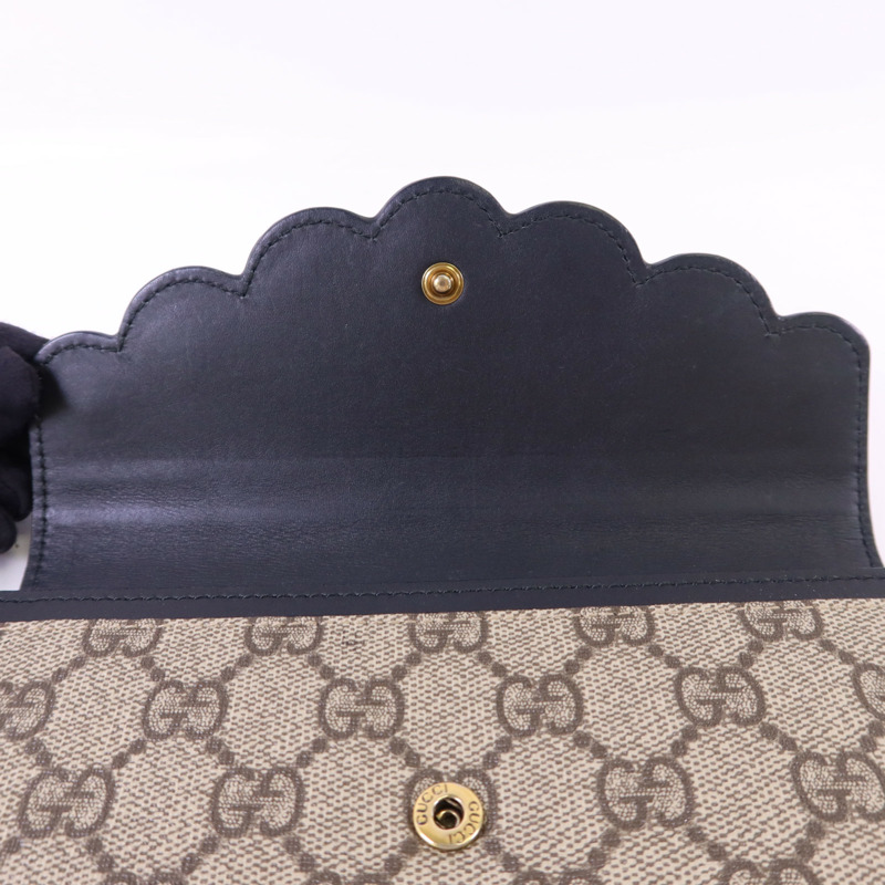 GUCCI 牛皮皮革/塗層帆布Long Wallet金扣長錢包-15