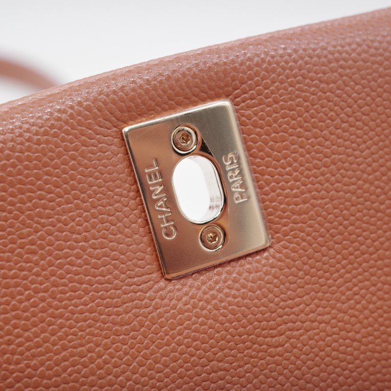 Chanel香奈兒 Coco Handle焦糖色 深米色 魚子醬小牛皮 迷你提把包 肩背包 斜背包-13