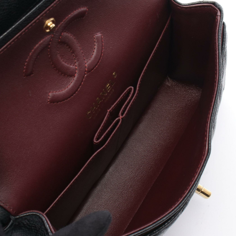 香奈兒 (CHANEL) Matelasse W 翻蓋鏈條肩背包，黑色小牛皮，二手，SHW 女款-2