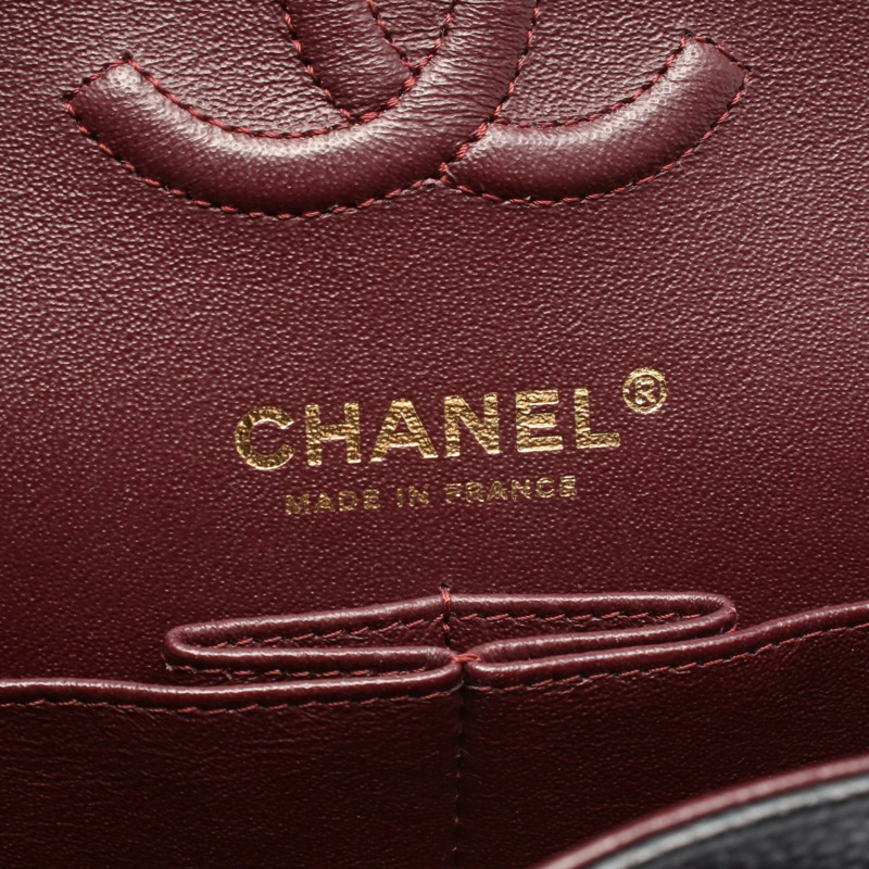 香奈兒 (CHANEL) Matelasse W 翻蓋鏈條肩背包，黑色小牛皮，二手，SHW 女款-3