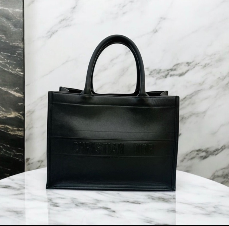 莉亞精品 Dior 黑皮革托特包 二手美品-0