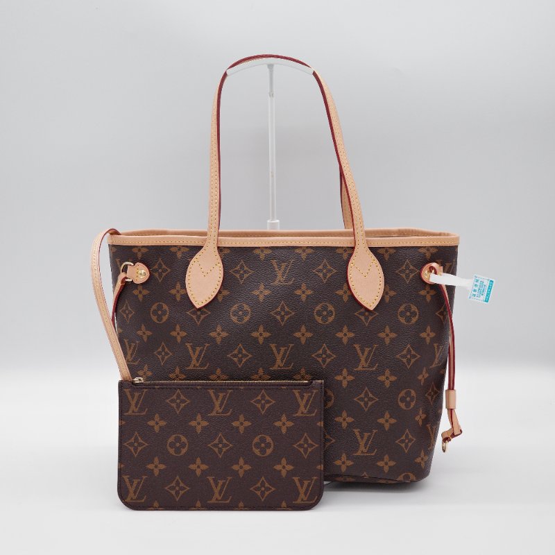 Louis Vuitton 路易威登 Neverfull PM 購物袋 小號 老花帆布 牛皮 托特包 肩背包-1