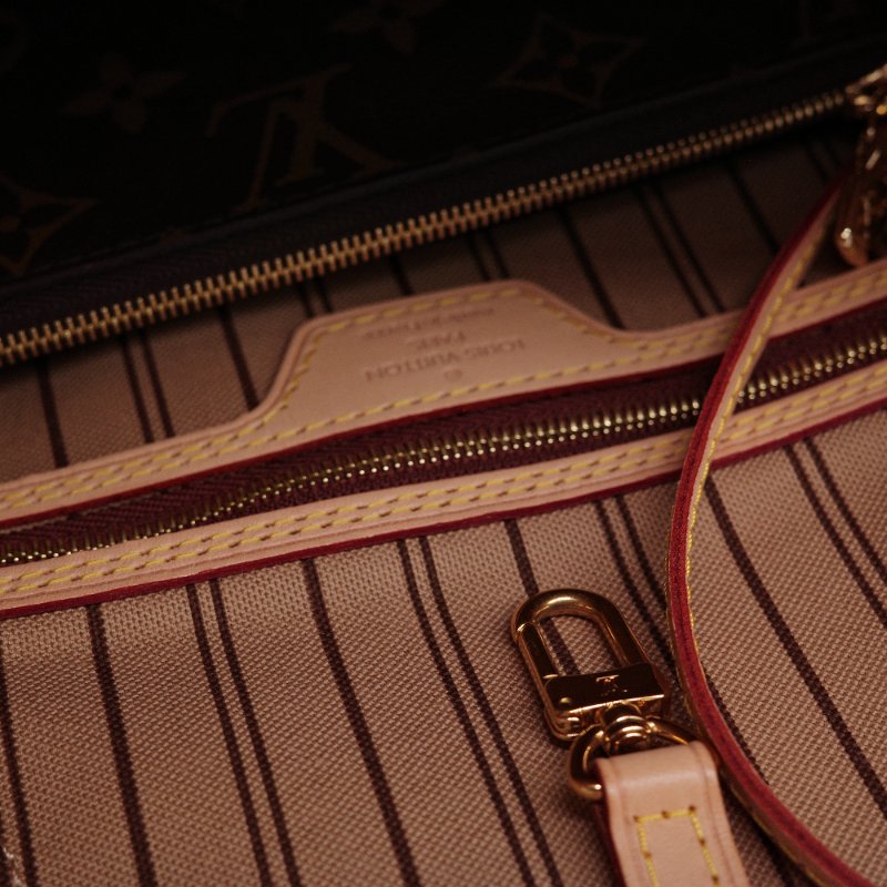 Louis Vuitton 路易威登 Neverfull PM 購物袋 小號 老花帆布 牛皮 托特包 肩背包-13