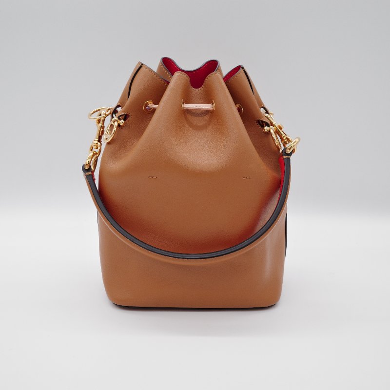 Fendi芬迪Mon Tresor 棕色 牛皮 小型水桶包 肩背包-4