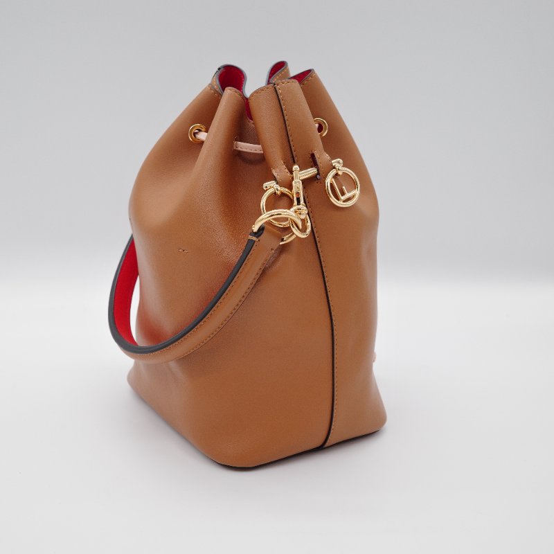 Fendi芬迪Mon Tresor 棕色 牛皮 小型水桶包 肩背包-5