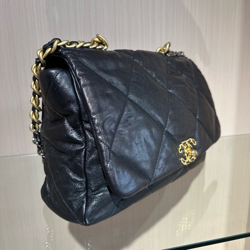 CHANEL香奈兒 19Bag 36 金扣菱格閃亮小羊皮 超大號-1