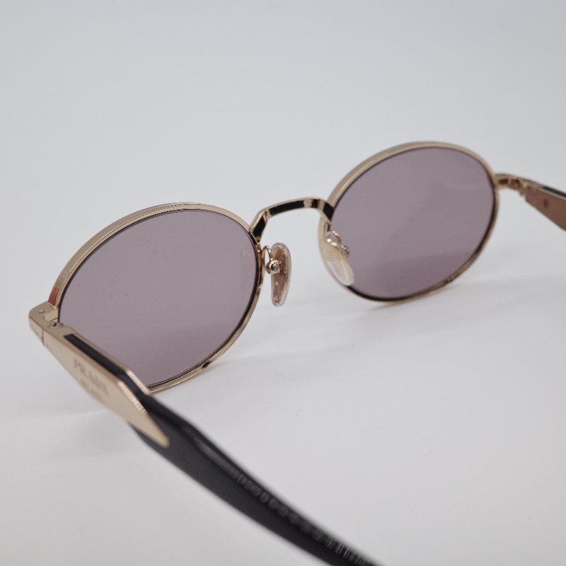 Prada 普拉達 PR 65ZS 淡紫棕色鏡 淺金色鏡框 橢圓太陽眼鏡-7