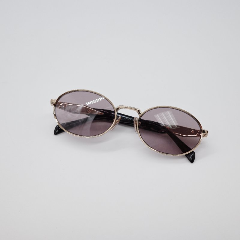 Prada 普拉達 PR 65ZS 淡紫棕色鏡 淺金色鏡框 橢圓太陽眼鏡-8