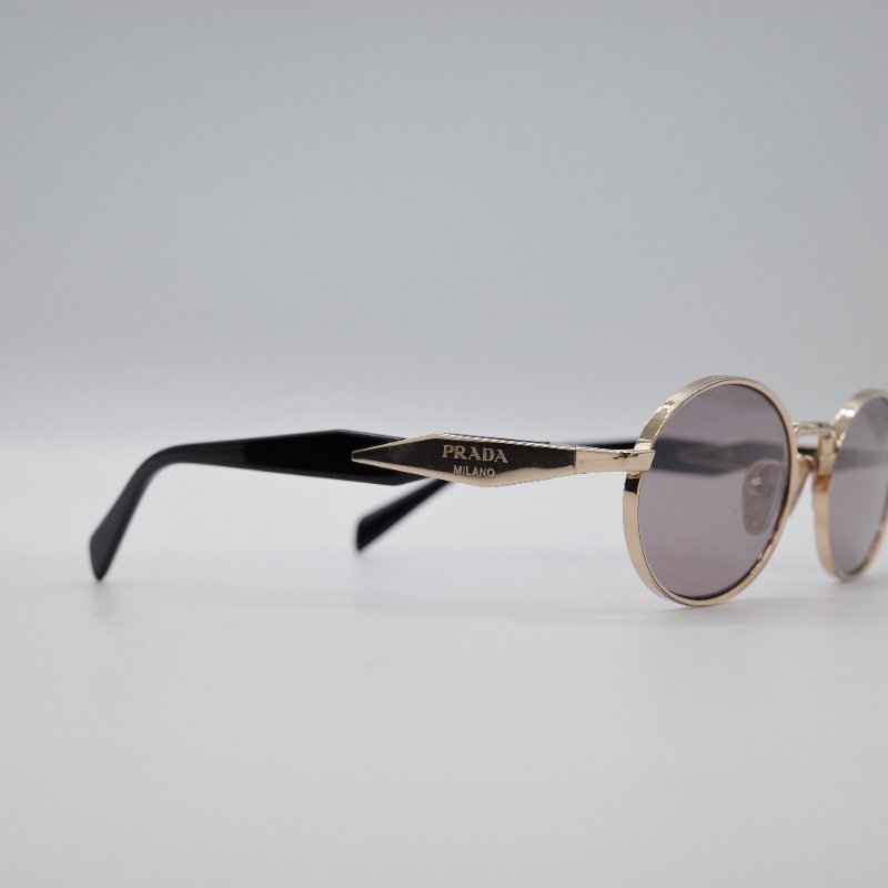 Prada 普拉達 PR 65ZS 淡紫棕色鏡 淺金色鏡框 橢圓太陽眼鏡-9