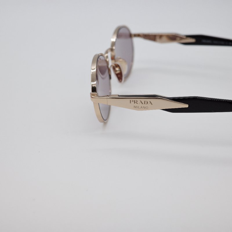 Prada 普拉達 PR 65ZS 淡紫棕色鏡 淺金色鏡框 橢圓太陽眼鏡-10