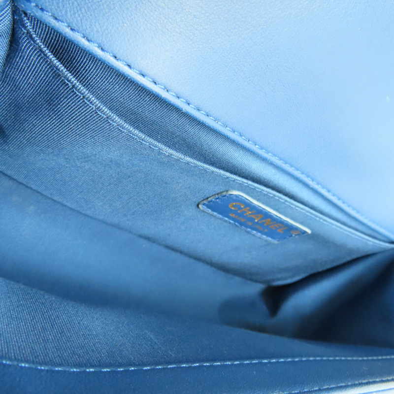 藍色 山形紋牛皮 BOY 25 肩背包【CHANEL 香奈兒】 A67086-4