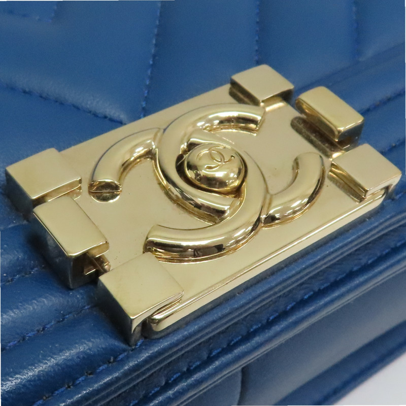 藍色 山形紋牛皮 BOY 25 肩背包【CHANEL 香奈兒】 A67086-9