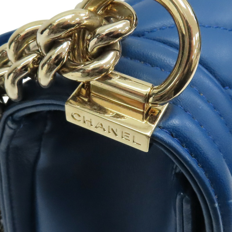 藍色 山形紋牛皮 BOY 25 肩背包【CHANEL 香奈兒】 A67086-11