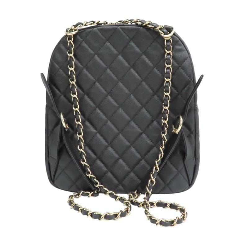 黑色 荔枝紋牛皮 CC Day 後背包【CHANEL 香奈兒】 AS0009-1