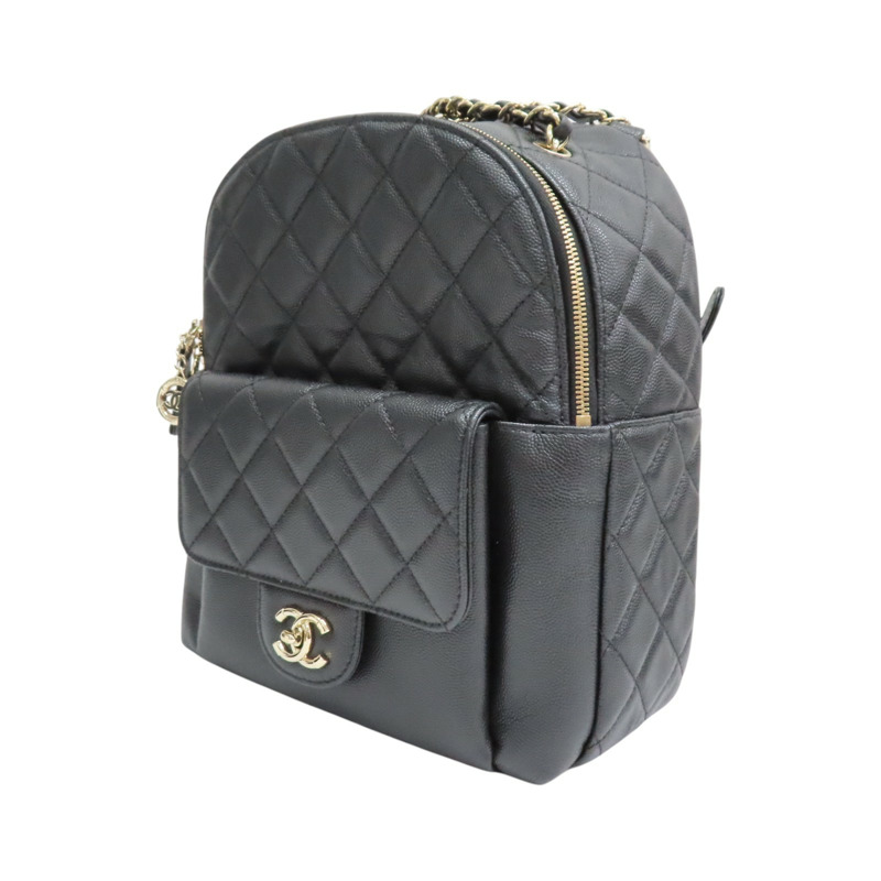 黑色 荔枝紋牛皮 CC Day 後背包【CHANEL 香奈兒】 AS0009-2