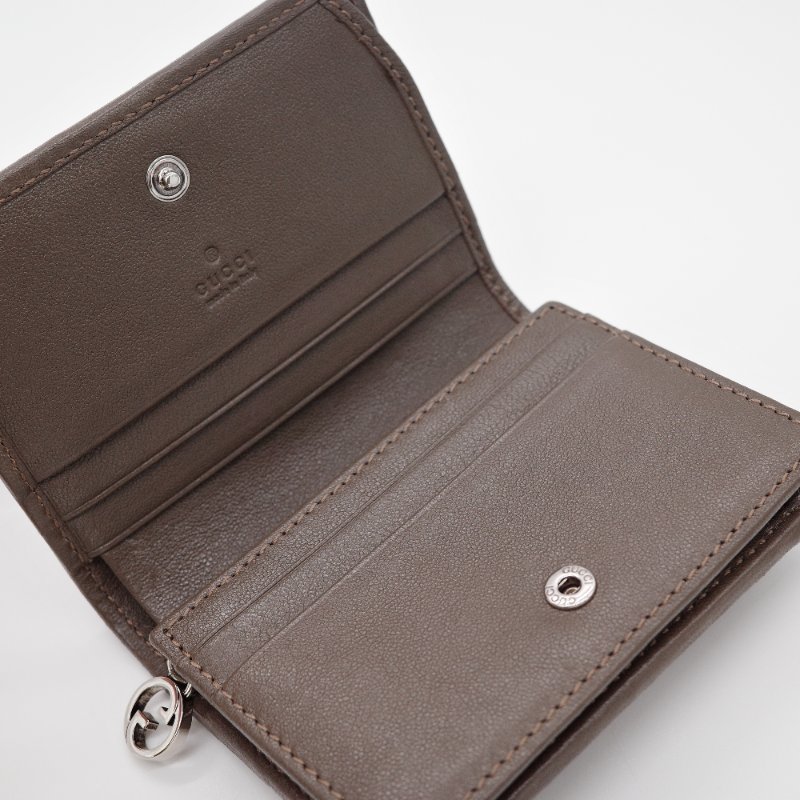 Gucci 古馳 Blondie GG LOGO 深咖 牛皮 車線扣式零錢 短夾-7