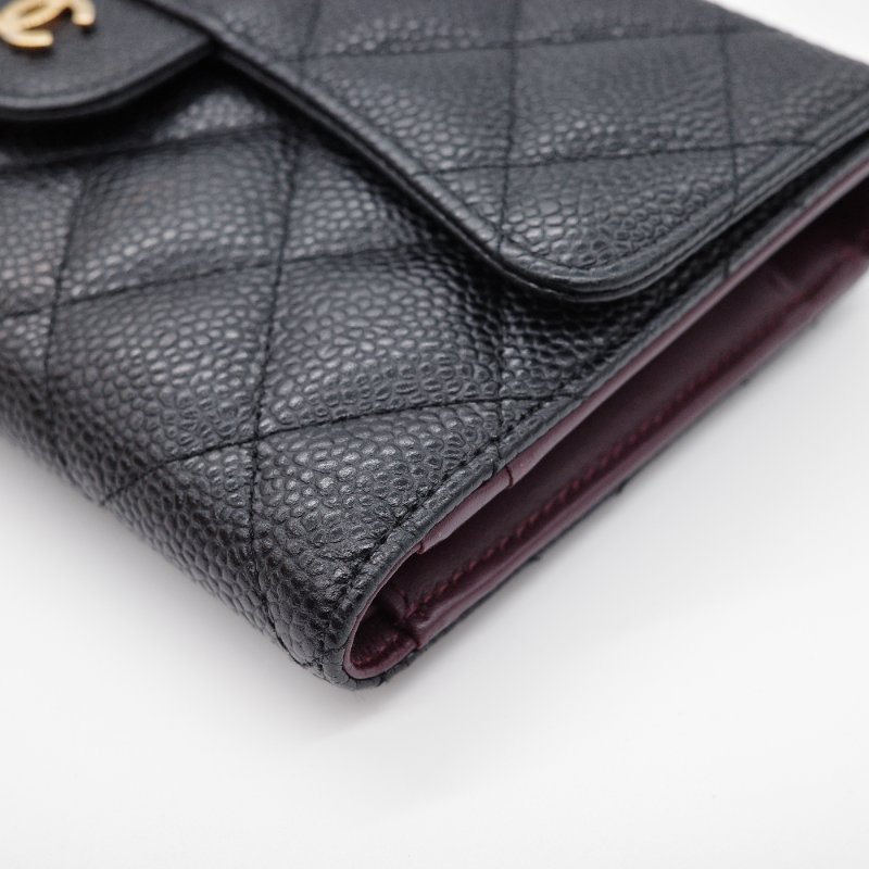 Chanel 香奈兒  經典翻蓋 黑色荔枝紋 牛皮金扣 長夾-6