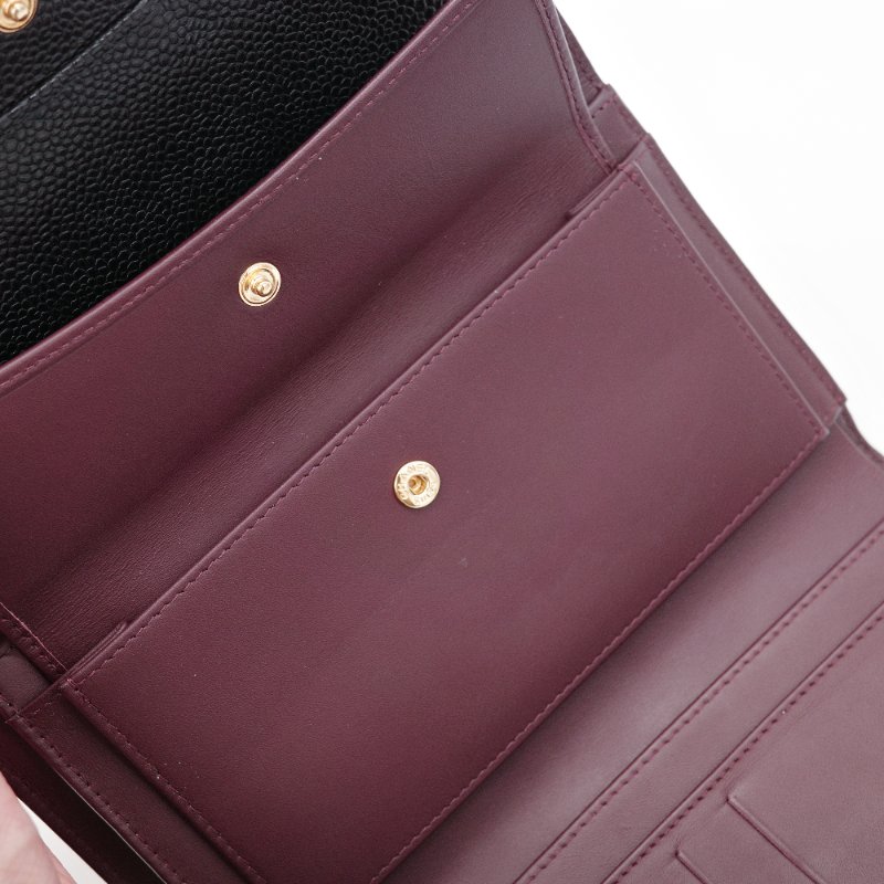 Chanel 香奈兒  經典翻蓋 黑色荔枝紋 牛皮金扣 長夾-14