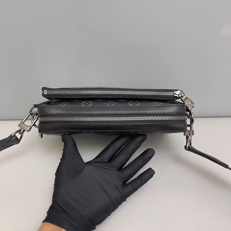 LV路易威登Trio系列男士黑老花郵差包 芯片-4