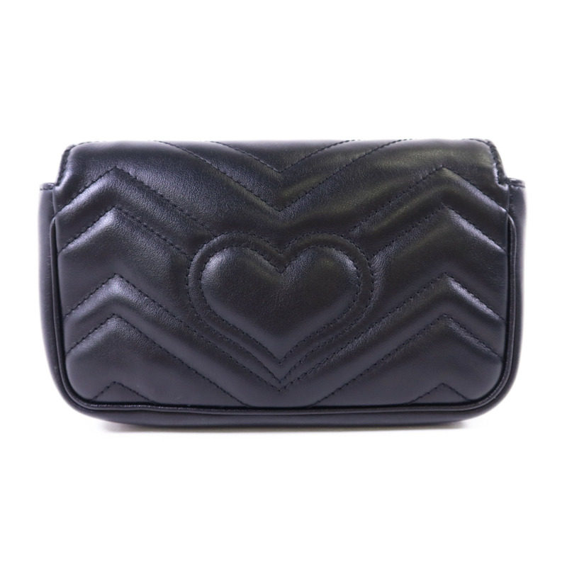 GUCCI 牛皮皮革GG Marmont Super Mini金扣鏈帶肩背袋-1