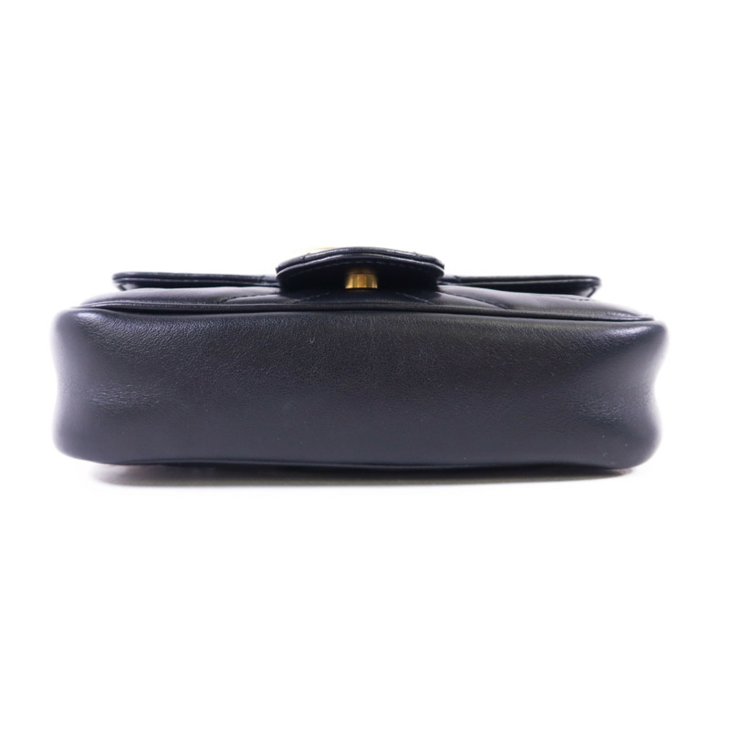 GUCCI 牛皮皮革GG Marmont Super Mini金扣鏈帶肩背袋-3