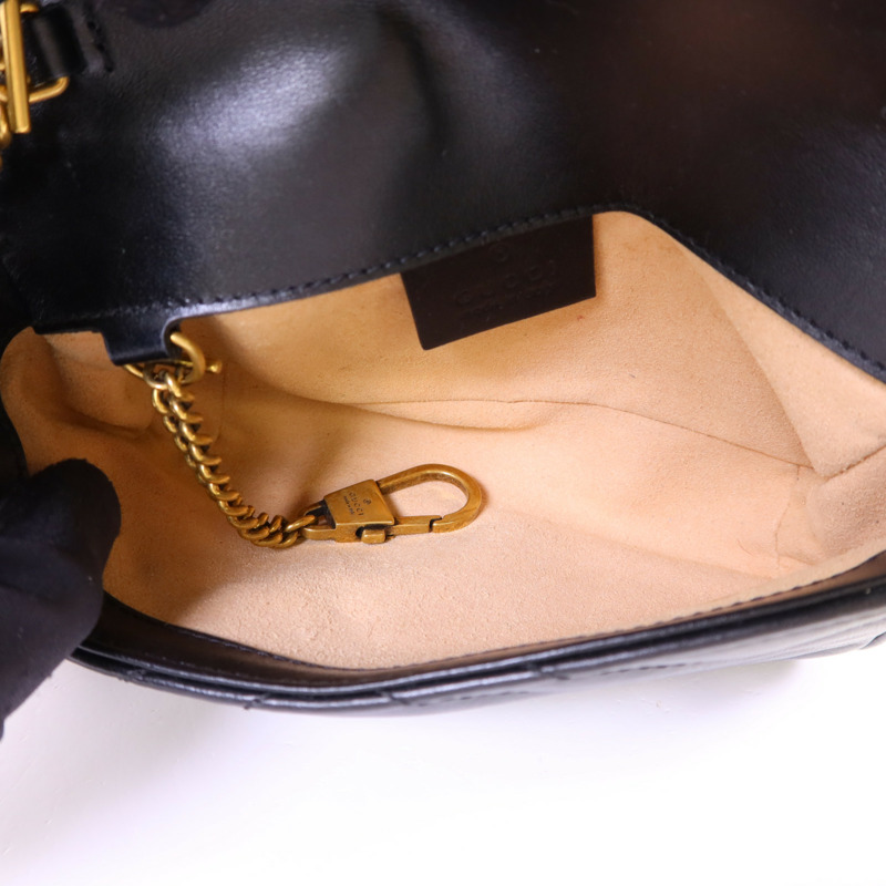 GUCCI 牛皮皮革GG Marmont Super Mini金扣鏈帶肩背袋-5
