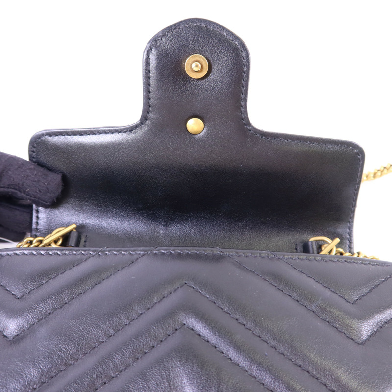 GUCCI 牛皮皮革GG Marmont Super Mini金扣鏈帶肩背袋-8